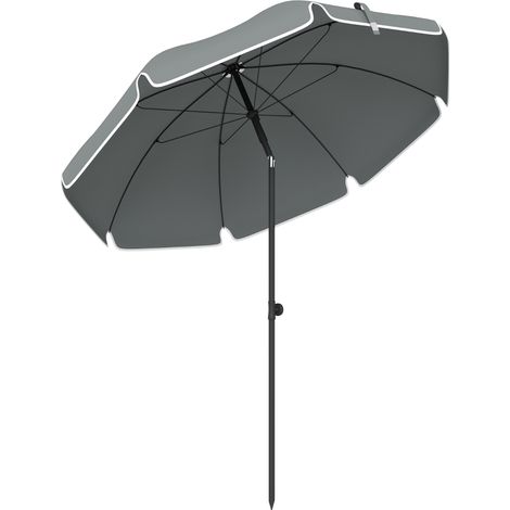 Parasol de plage 1, m, parasol de jardin inclinaison avec ancrage au sable, hauteur réglable, sac de transport, gris foncé (1/5)