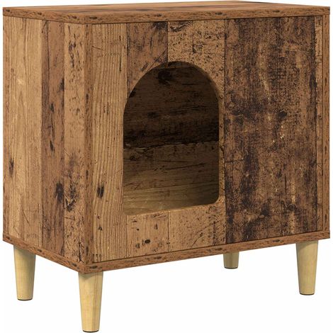 Maison pour chat Bois ancien 51 x 30 x 52 cm Bois d'ingénierie (1/5)