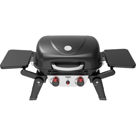 Barbecue à Gaz Portable de Table Kekai Erie 96,8x47,9x36 cm 5 kW 2 Brûleurs, Thermomètre, Tables Latérales, Gril et Plancha (1/5)