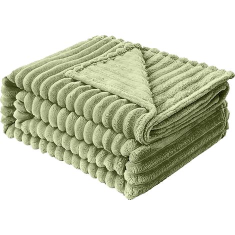 Couverture En Flanelle - 150 x 200 cm - Microfibre Polyester - Pour Lit Canapé Bureau Extérieur - Vert - 1 Pièce (1/5)
