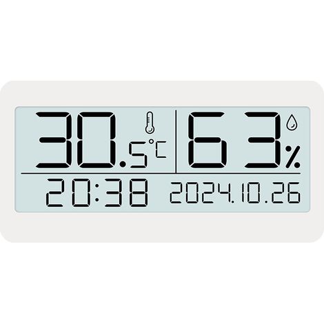 Sveglia elettronica da tavolo, sveglia semplice con indicazione di temperatura e umidità, accessorio decorativo, piccola sveglia silenziosa - bianca (1/3)