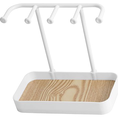 Support à bijoux de bureau, gain de place, organisateur multifonctionnel en PP pour boucles d'oreilles, colliers et Bracelets, blanc (1/5)