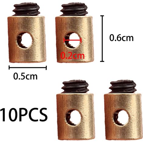 10 cavi e alloggiamenti per freni per bicicletta (5 x 6 mm), morsetto universale per cavo acceleratore in ottone, morsetto per filo per moto, per acceleratori per scooter e motociclette (1/4)