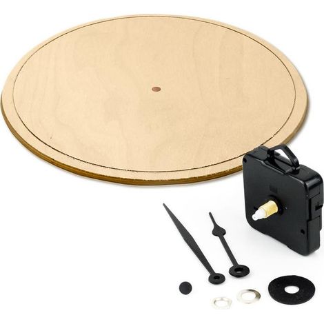 Lupia - Meccanismo Orologio Movimento al Quarzo con Pannello in Legno, Lancette Nere Ore e Minuti, Per Bricolage Fai da Te, Riparazioni (1/3)