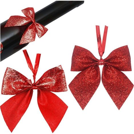 Christmas Bows for Tree Decorations 50pcs Christmas Glitter Bows Xmas Tree Ornaments Festive Hanging Decor for New Year Home (1/5)