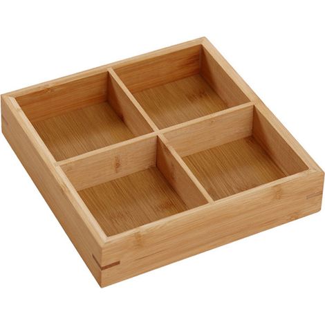 Holztablett mit Fächern für Sushi, 4-teiliges Serviertablett für Restaurants (1/5)