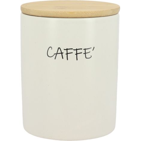 BARATTOLO PER CAFFE' TONDO 10X13 CM CON TOP IN LEGNO (1/6)
