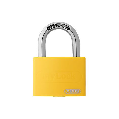 Serratura cilindrica a scorrimento T65AL/40 gialla con lucchetto Lock-Tag, cilindro di chiusura di 43 mm, in alluminio con chiusura a scorrimento (1/2)