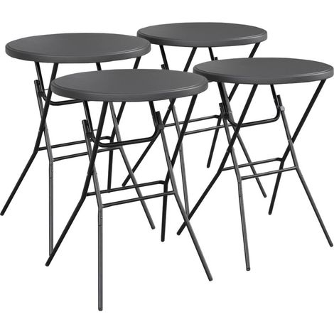 Lot de 4 tables de réception. tables mange debout pliantes acier gris foncé