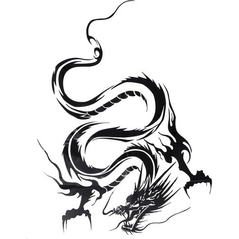 Grafischer Vinyl-Aufkleber für die Motorhaube, reflektierender Black Dragon Motorsport-Aufkleber, schwarz