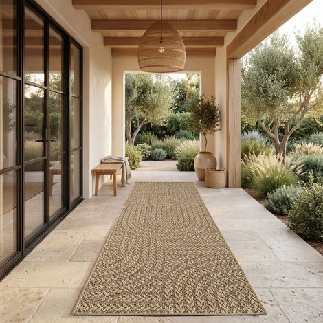 Paco Home Tapis Intérieur & Extérieur Terrasse Et Balcon Monochrome Structuré 80x150 cm, Beige 5