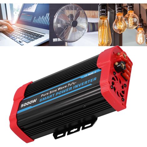 Onduleur de véhicule haute puissance, onduleur de puissance à onde sinusoïdale pure, 12 V à 110-120 V, puissance de crête 5000 W (non disponible en Europe). (1/5)