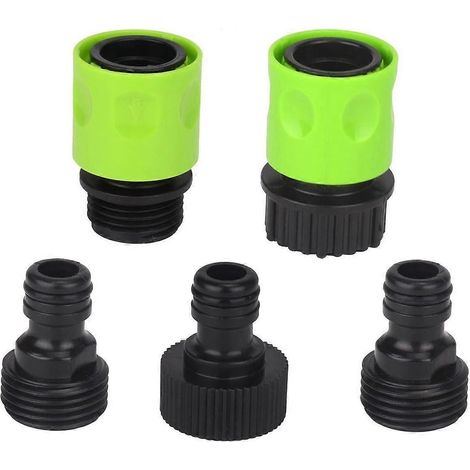 Set of 5 Complete Garden Hose Quick Connect Kit Plastic Hose Tap Adapter (1/3)