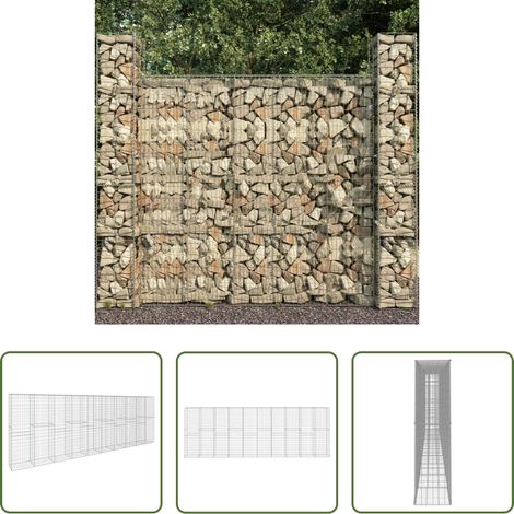 vidaXL Verzinkter Stahl - Gabionenwand mit Abdeckung Verzinkter Stahl 600 x 50 x 200 cm (1/5)