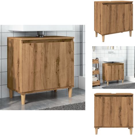 Armoire d'évier chêne artisanal 58x33x60 cm bois d'ingénierie - Meuble De Lavabo - Meubles De Lavabo - Meuble De Lavabo De Salle De Bain - Armoire De Lavabo De Salle De Bain (1/5)