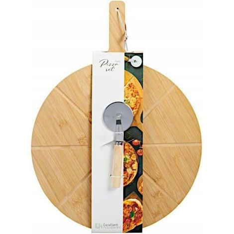 Tabla de madera para cortar pizza y un cuchillo de 50 cm (1/2)