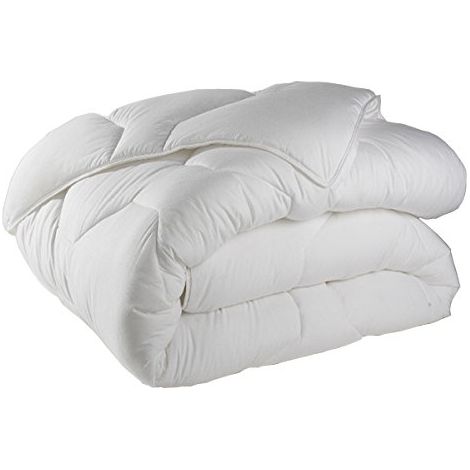 Couette synthétique 350g/m² 240x260 cm – Anti-acariens – Piquage losange – Toucher peau de pêche – 4 saisons (1/10)