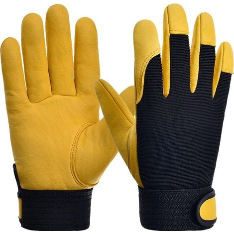 Gants de Jardinage en Cuir Résistants, pour Femmes et Hommes, Grand (1/4)