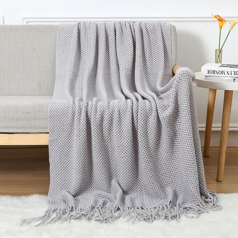 1 Couverture, Tricotée, Franges, Cellulaire, Acrylique, Style Nordique, Douce, Pour Lit Canapé Fauteuil