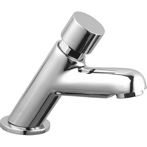 Rubinetto per lavabo temporizzato a pulsante Idral in ottone cromo (1/2)