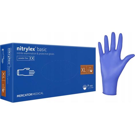 Guanti in nitrile, 100 pezzi, Nitrylex Basic, blu scuro, taglie 10-XL (1/5)
