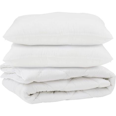 Ensemble couette et oreiller en duvet, ensemble 3 pièces, microfibre blanche. (1/5)
