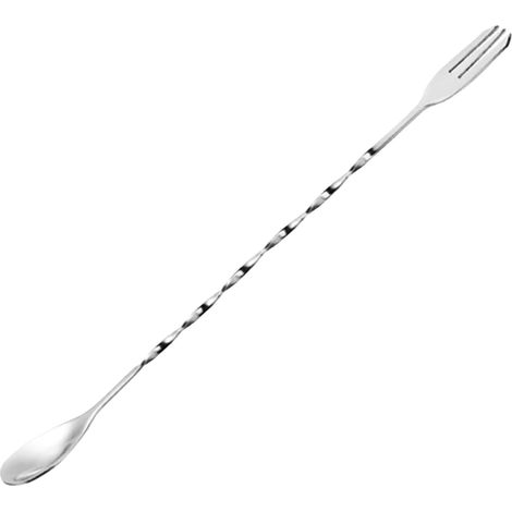 Cuchara mezcladora premium de acero inoxidable 304 - Diseño de doble extremo - Frente liso y pulido - Para café, cócteles, postres, baristas y helados (1/5)