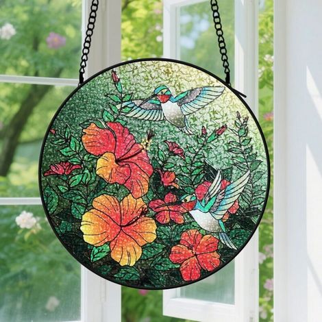 15cm Suspension en Vitrail, Attrape-Soleil Minimaliste Artistique pour Maison Jardin, Cadeau Anniversaire pour Femme, Homme, Sœur (1/5)