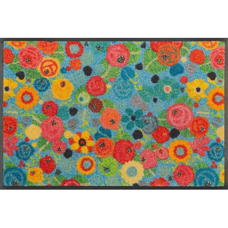 Paillasson, Flower Power 40x60cm, intérieur et extérieur, Lavable, Multicolore (1/5)