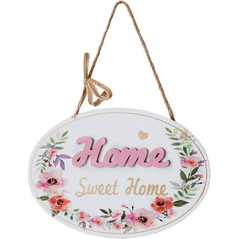 Panneau de bienvenue « Home Sweet Home » pour porte rustique en bois, style ferme, porche (Couleur : Blanc) (1/5)