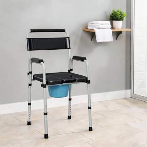 Chaise d'aisance pliable à hauteur réglable et accoudoirs negro (1/5)