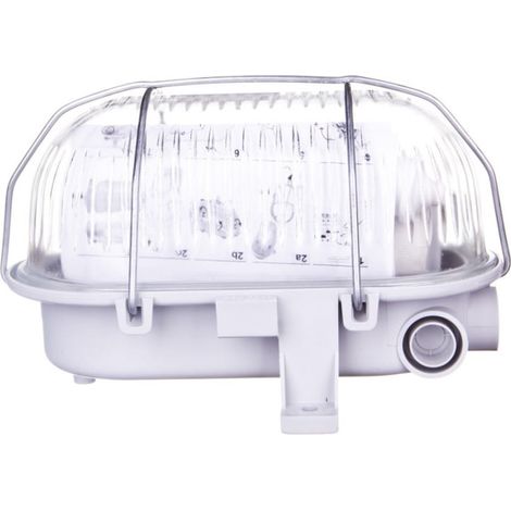 Luminaria de canal ovalada 1x60W E27 clase II 230V IP44 con rejilla met谩lica, gris 121173/EU
