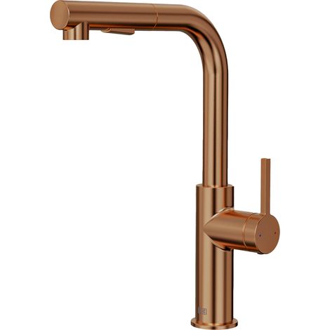 Essebagno Pure II Spültischmischer mit ausziehbarer Handbrause gebürstetes Kupfer