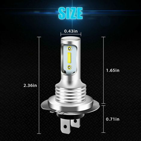 Ampoule LED H7 - - 1000 LM - 6000K Blanc - IP68 Étanche - Kit de conversion tout-en-un - Plug and Play - 2 pièces (1/4)