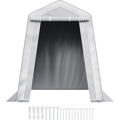 Mophorn Outdoor Storage Shed, 6 x 6 ft Portable Tent with Roll-up Door & Vents, Waterproof Canopy Shelter, Durable Frame, Patio Garage for Motorcycle, Lawn Mower, Bike, Grey (1/5)