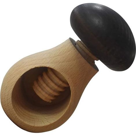 - Nussknacker - Küchenutensil - Aufschraubbarer Nussknacker aus Holz für Nüsse und Mandeln - Für den täglichen Gebrauch - Braun - 10 x 6 cm (1/5)