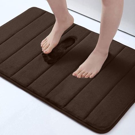 Badematte aus Memory-Schaum, 40 x 60 cm, ultraweich und rutschfest, saugfähig und maschinenwaschbar, für Bad, Dusche und Badewanne, braun