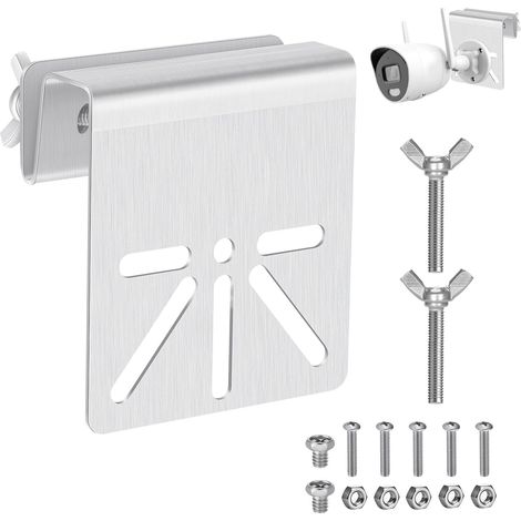 Support de Gouttière en Acier Inoxydable, Support pour Caméra de Sécurité Solaire S340 et E30, Vis Antirouille, sans Perçage, Caméras Compatibles Modèle PTZ Hémisphérique (1/5)