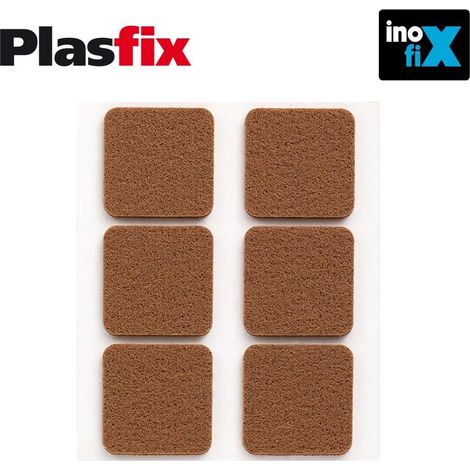 Confezione da 6 feltri sintetici adesivi marroni 31x31mm Plasfix INOFIX