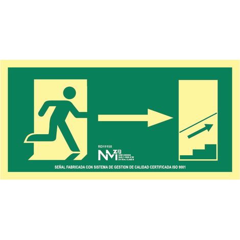 Enseigne évacuation Escalier Pvc Signalétique évacuation Escalier Droit - Normaluz
