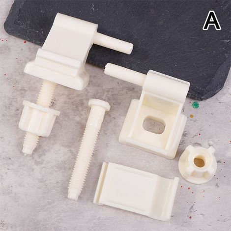 1 kit de reemplazo de bisagras para asiento de inodoro, accesorios de plástico para tapa de inodoro: tornillos y tuercas para bisagras de tapa, estilo A (1/5)