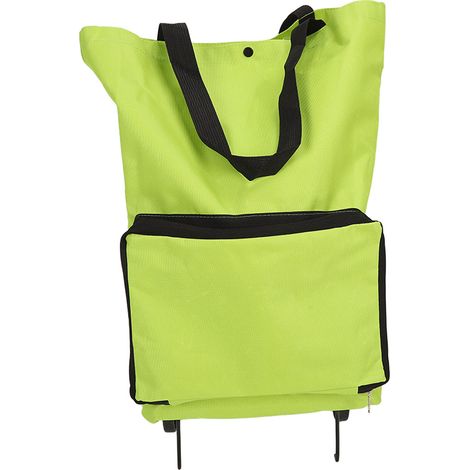Sac de courses pliable réutilisable grande capacité en toile Oxford avec roues et fermeture éclair, vert (1/5)