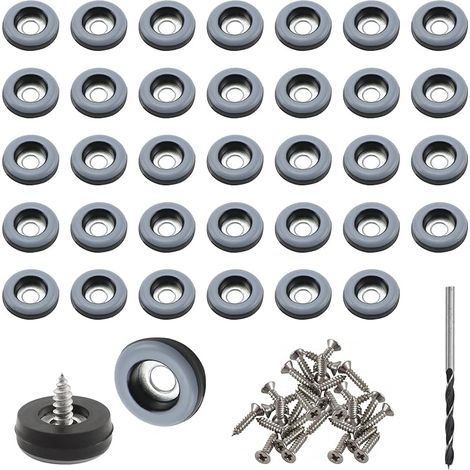 Lot de 36 Pieds pour Meubles en téflon Ø 19 mm Ronds pour Meubles en téflon PTFE Pieds pour Meubles en téflon à Visser avec vis pour déplacer des Meubles Lourds (1/5)