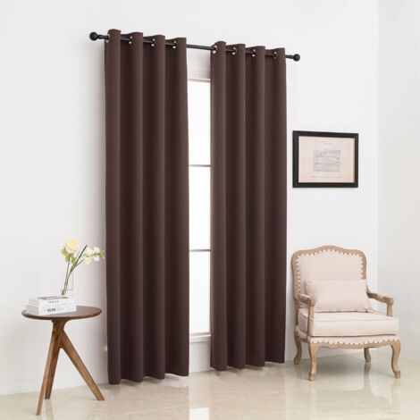 Rideau thermique occultant à deux panneaux pour salon et chambre, café, 132 cm x 160 cm (1/3)