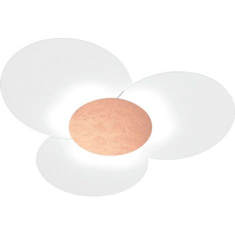 Plafoniera moderna top light clover 1114 100 fa fr fo sa cr ga e27 led vetro lampada soffitto, finitura metallo foglia rame