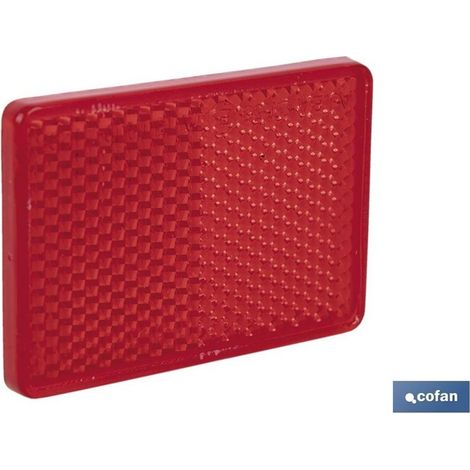 Réflecteur adhésif rouge 56 x 39 mm, résistant et homologué pour véhicules.