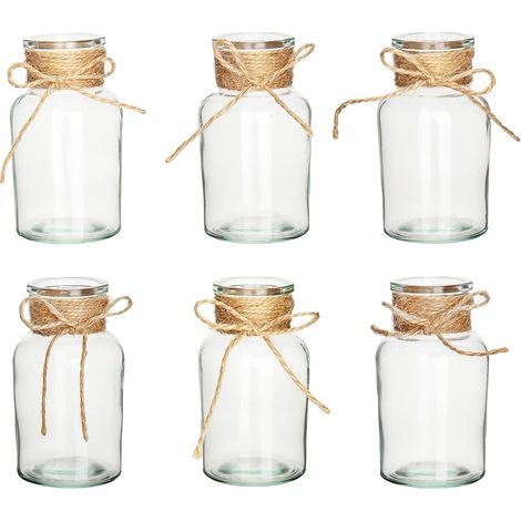 Ensemble de 6 Mini Vases en Verre Vintage, Vases de Table pour Décoration, Bouteilles de Décor Miniature, Petits Vases à Fleurs pour Décoration de Table de Mariage (Ronde-A) (1/5)