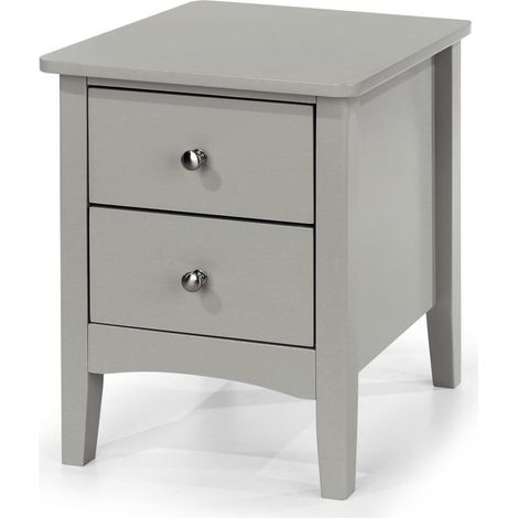 2 Petite Drawer Bedside Cabinet - MDF - 38 x 38 x 49 cm - Grey (1/5)
