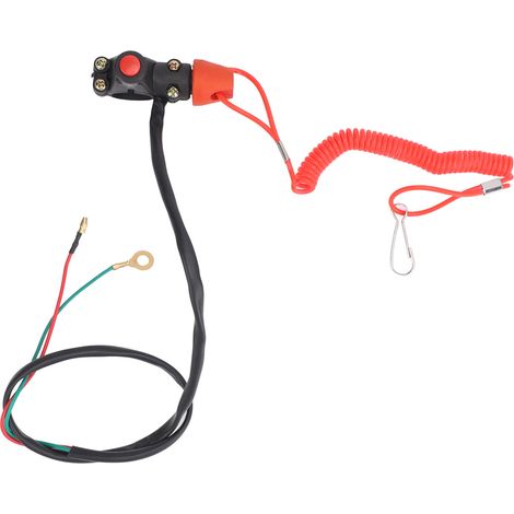 Interrupteur d'arrêt d'attache de 22 Mm 7/8 Pouces pour Motos, VTT, Véhicules Tout-terrain, Interrupteur d'urgence avec Cordon ABS, Marche/arrêt du Moteur, Ajustement.