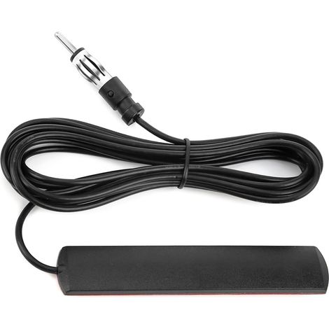 Universal Car Stereo Antenna, FM Hidden Windshield Adhesive Mount Antenna with DIN Plug, 5m Extension Cable Compatible with Stereo Head Unit, HD Radio Receiver for Car, Truck, SUV